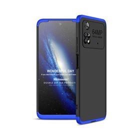 Microsonic Xiaomi Poco M4 Pro 4G Double Dip 360 Mavi Siyah Kılıf