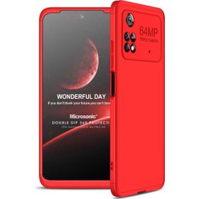Microsonic Xiaomi Poco M4 Pro 4G Double Dip 360 Protective Kırmızı Kılıf