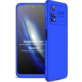 Microsonic Xiaomi Poco M4 Pro 4G Double Dip 360 Protective Mavi Kılıf