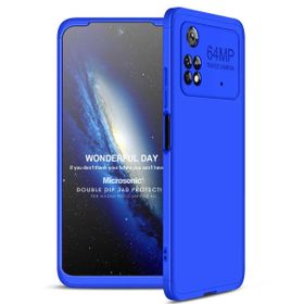 Microsonic Xiaomi Poco M4 Pro 4G Double Dip 360 Protective Mavi Kılıf