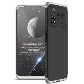 Microsonic Xiaomi Poco M4 Pro 4G Double Dip 360 Protective Siyah Gri Kılıf