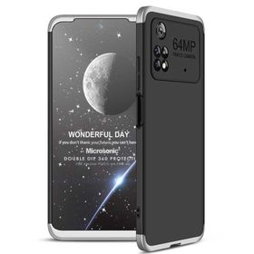 Microsonic Xiaomi Poco M4 Pro 4G Double Dip 360 Protective Siyah Gri Kılıf