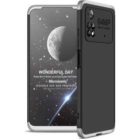 Microsonic Xiaomi Poco M4 Pro 4G Double Dip 360 Protective Siyah Gri Kılıf