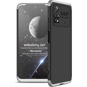 Microsonic Xiaomi Poco M4 Pro 4G Double Dip 360 Protective Siyah Gri Kılıf