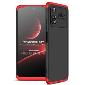 Microsonic Xiaomi Poco M4 Pro 4G Double Dip 360 Protective Siyah Kırmızı Kılıf