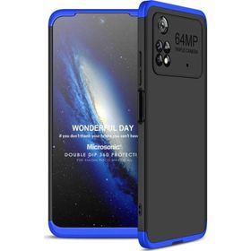 Microsonic Xiaomi Poco M4 Pro 4G Double Dip 360 Protective Siyah Mavi Kılıf
