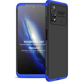 Microsonic Xiaomi Poco M4 Pro 4G Double Dip 360 Protective Siyah Mavi Kılıf
