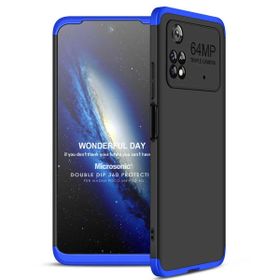 Microsonic Xiaomi Poco M4 Pro 4G Double Dip 360 Protective Siyah Mavi Kılıf
