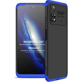 Microsonic Xiaomi Poco M4 Pro 4G Double Dip 360 Protective Siyah Mavi Kılıf