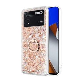 Microsonic Xiaomi Poco M4 Pro 4G Glitter Liquid Holder Gold Cep Telefonu Kılıfı