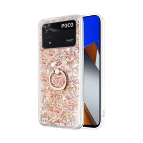Microsonic Xiaomi Poco M4 Pro 4G Glitter Liquid Holder Gold Cep Telefonu Kılıfı