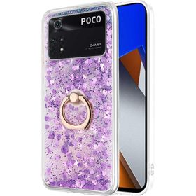 Microsonic Xiaomi Poco M4 Pro 4G Glitter Liquid Holder Mor Kılıf