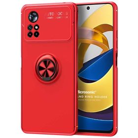 Microsonic Xiaomi Poco M4 Pro 4G Kickstand Ring Holder Cep Telefonu Kılıfı