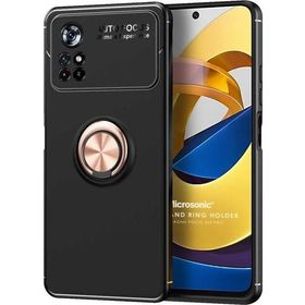 Microsonic Xiaomi Poco M4 Pro 4G Kickstand Ring Holder Siyah Kılıf