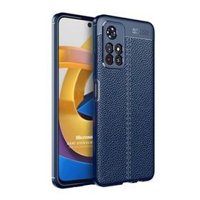 Microsonic Xiaomi Poco M4 Pro Deri Dokulu Silikon Lacivert Kılıf