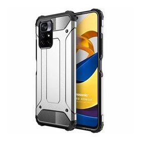 Microsonic Xiaomi Poco M4 Pro Rugged Armor Gümüş Kılıf