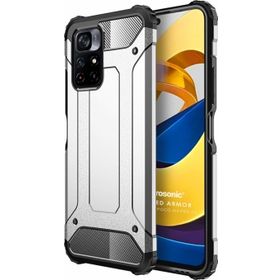 Microsonic Xiaomi Poco M4 Pro Rugged Armor Gümüş Kılıf