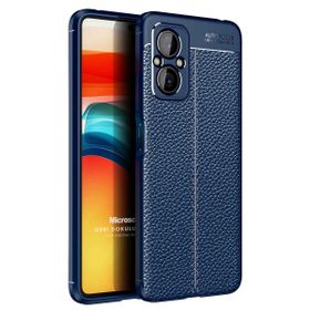 Microsonic Xiaomi Poco M5 Deri Dokulu Silikon Lacivert Kılıf