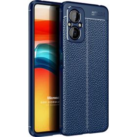 Microsonic Xiaomi Poco M5 Deri Dokulu Silikon Lacivert Kılıf
