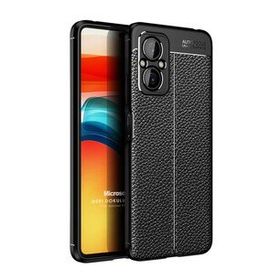 Microsonic Xiaomi Poco M5 Deri Dokulu Silikon Siyah Kılıf