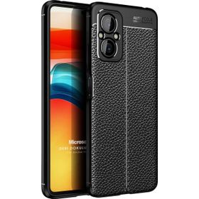 Microsonic Xiaomi Poco M5 Deri Dokulu Silikon Siyah Kılıf