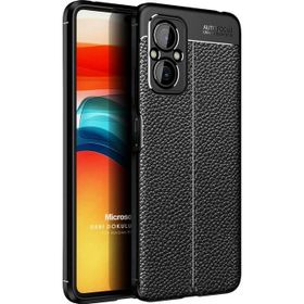 Microsonic Xiaomi Poco M5 Deri Dokulu Silikon Siyah Kılıf