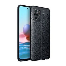 Microsonic Xiaomi Poco M5S Deri Dokulu Silikon Siyah Kılıf