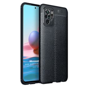 Microsonic Xiaomi Poco M5S Deri Dokulu Silikon Siyah Kılıf