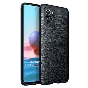 Microsonic Xiaomi Poco M5S Deri Dokulu Silikon Siyah Kılıf