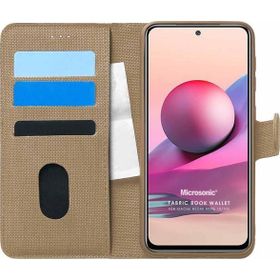 Microsonic Xiaomi Poco M5s Fabric Book Wallet Gold Kılıf