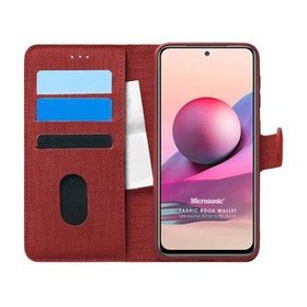 Microsonic Xiaomi Poco M5s Fabric Book Wallet Kırmızı Kılıf