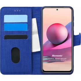 Microsonic Xiaomi Poco M5s Fabric Book Wallet Lacivert Kılıf
