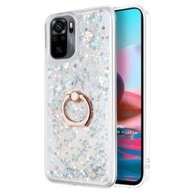 Microsonic Xiaomi Poco M5s Glitter Liquid Holder Gümüş Kılıf