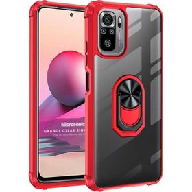 Microsonic Xiaomi Poco M5s Grande Clear Ring Holder Kırmızı Kılıf