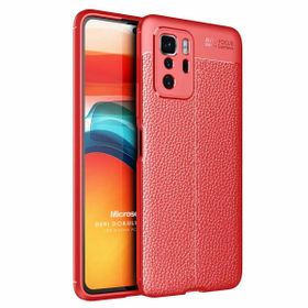 Microsonic Xiaomi Poco X3 GT Deri Dokulu Silikon Kırmızı Kılıf
