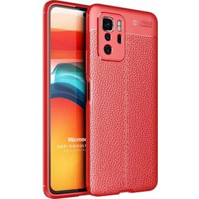 Microsonic Xiaomi Poco X3 GT Deri Dokulu Silikon Kırmızı Kılıf
