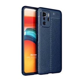 Microsonic Xiaomi Poco X3 GT Deri Dokulu Silikon Lacivert Kılıf