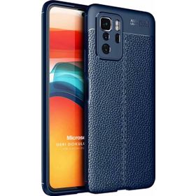 Microsonic Xiaomi Poco X3 GT Deri Dokulu Silikon Lacivert Kılıf