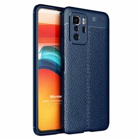 Microsonic Xiaomi Poco X3 GT Deri Dokulu Silikon Lacivert Kılıf