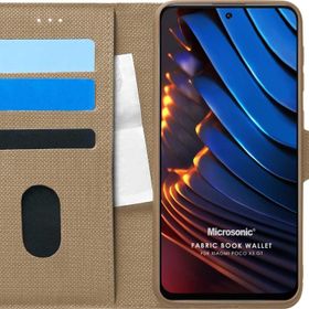Microsonic Xiaomi Poco X3 GT Fabric Book Wallet Gold Kılıf