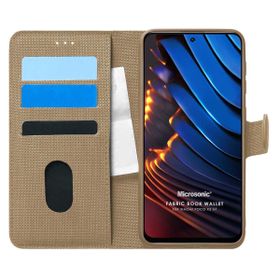 Microsonic Xiaomi Poco X3 GT Fabric Book Wallet Gold Kılıf