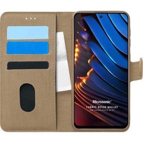 Microsonic Xiaomi Poco X3 GT Fabric Book Wallet Gold Kılıf