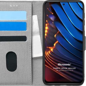 Microsonic Xiaomi Poco X3 GT Fabric Book Wallet Gri Kılıf