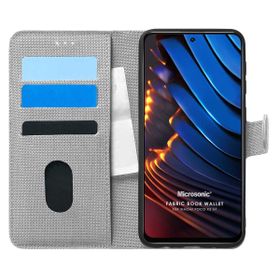 Microsonic Xiaomi Poco X3 GT Fabric Book Wallet Gri Kılıf