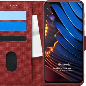 Microsonic Xiaomi Poco X3 GT Fabric Book Wallet Kırmızı Kılıf