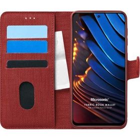 Microsonic Xiaomi Poco X3 GT Fabric Book Wallet Kırmızı Kılıf
