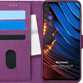 Microsonic Xiaomi Poco X3 GT Fabric Book Wallet Mor Kılıf