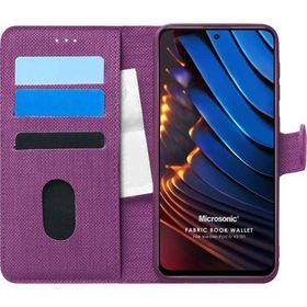 Microsonic Xiaomi Poco X3 GT Fabric Book Wallet Mor Kılıf