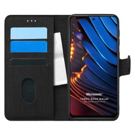Microsonic Xiaomi Poco X3 GT Fabric Book Wallet Siyah Kılıf