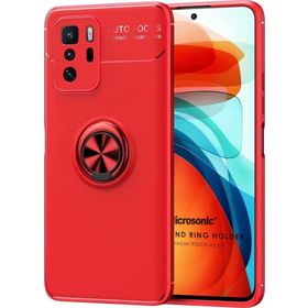 Microsonic Xiaomi Poco X3 GT Kickstand Ring Holder Kırmızı Cep Telefonu Kılıfı
